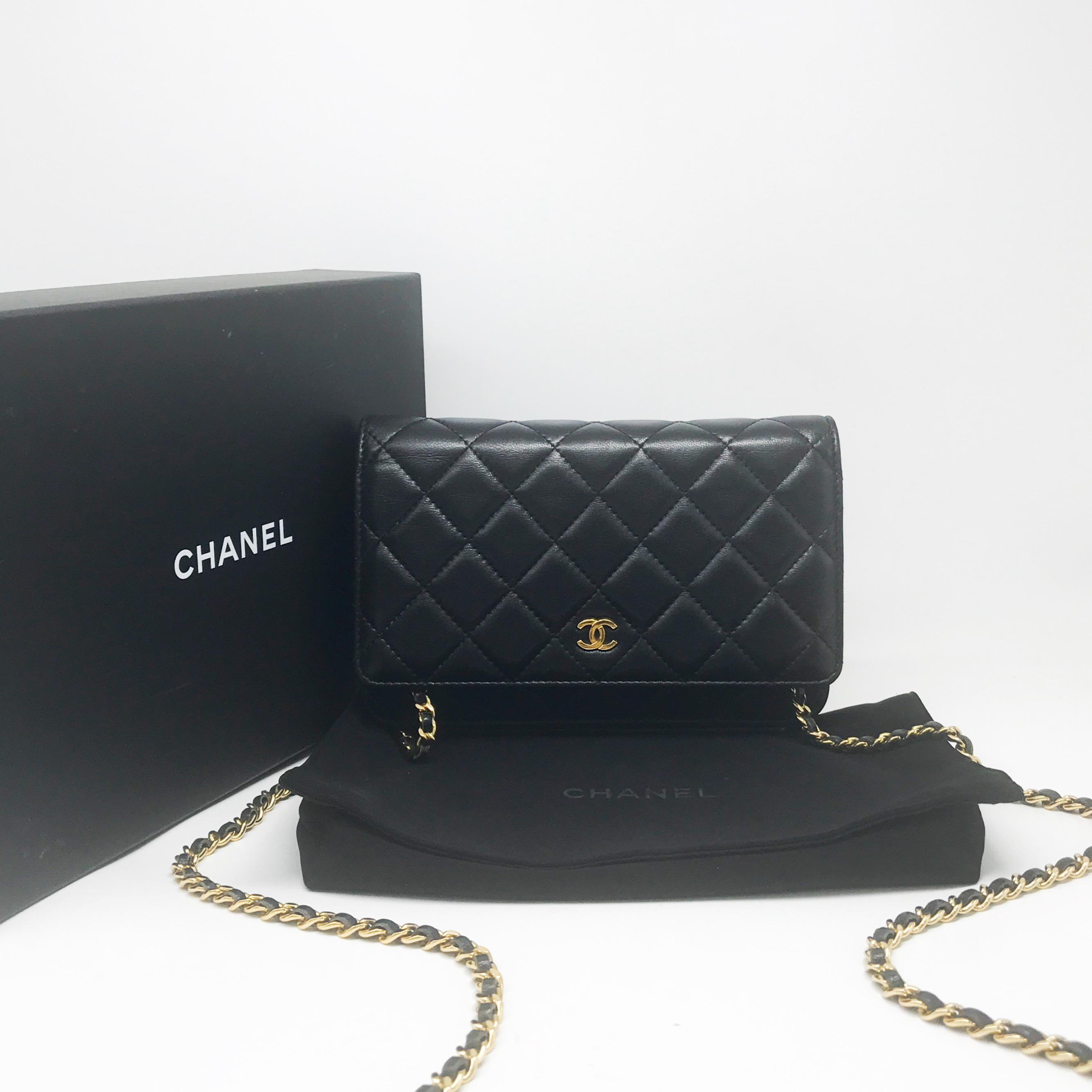 95新 Chanel/香奈儿 洋诚二手 香奈儿黑金链条woc发财包