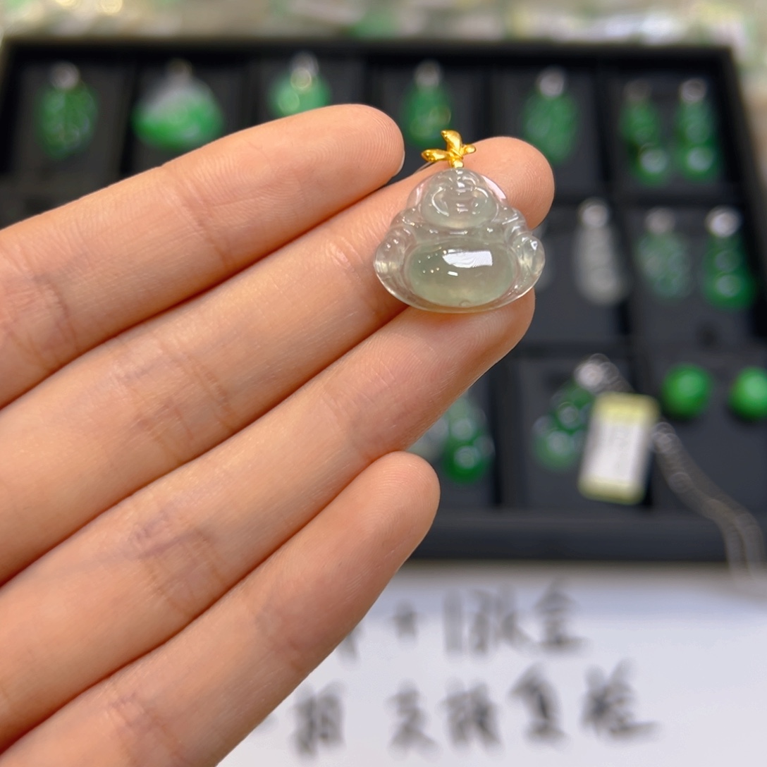 翡翠18K金镶嵌吊坠(不含链)