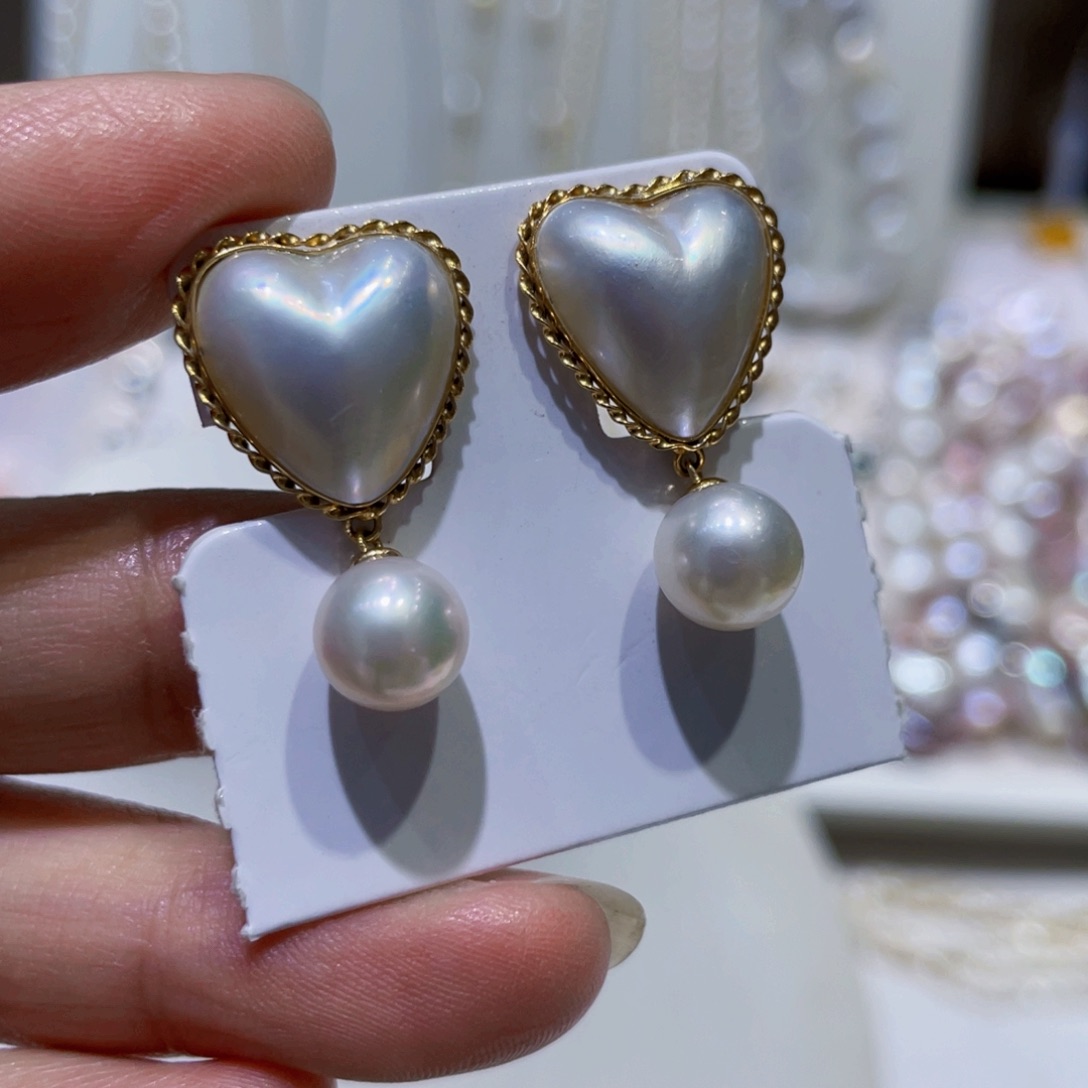 海水珍珠耳饰未镶嵌淡****6