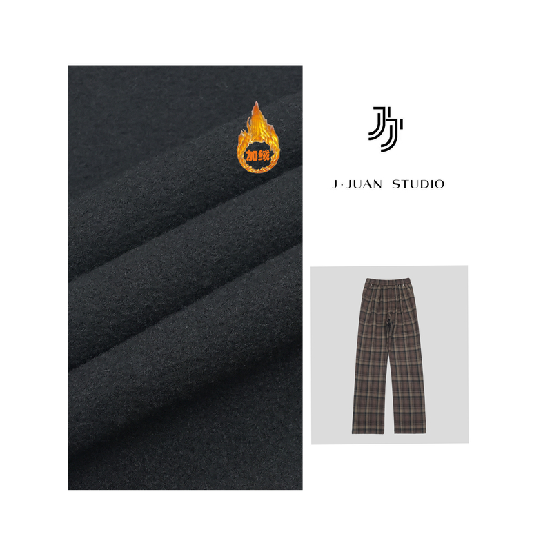 【J.Juan】黄昏巷-冬季复古加绒格纹直筒裤高个子女装经典“格子裤”