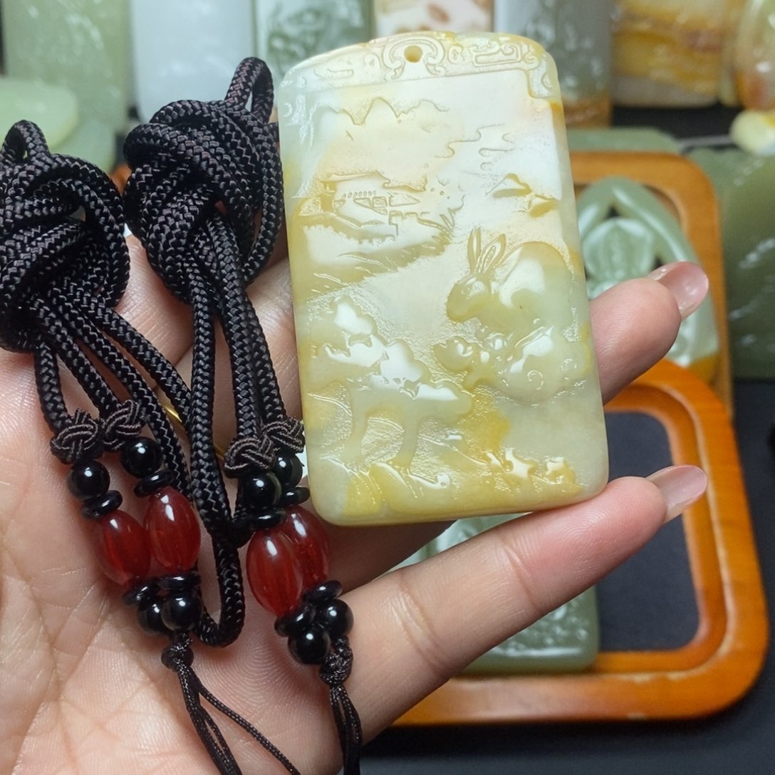 盆景石方解石生肖兔