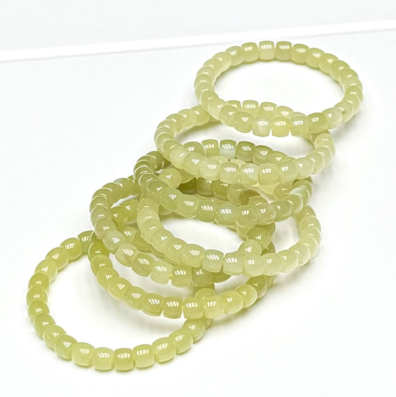 超美直切鸡油黄·和田玉黄口直切约7mm手串(多样性发其一)