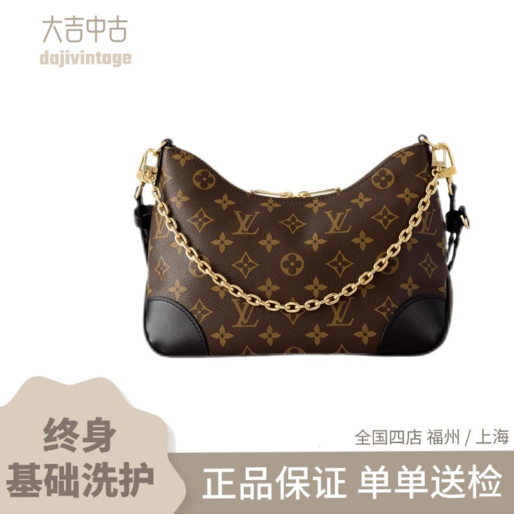 99新 LouisVuitton/路易威登 大吉中古/sh/lv老花黑牛角斜挎包