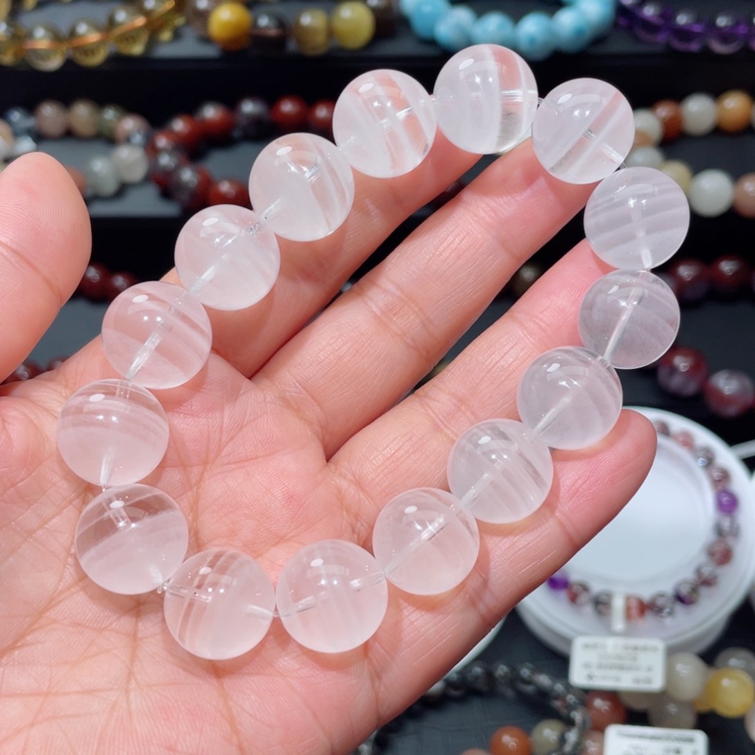 水晶手串未镶嵌幽灵手链，晶体通透