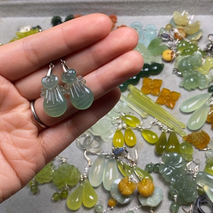 【闪购商品】蛇纹石玉未镶嵌挂件耳饰耳环项链