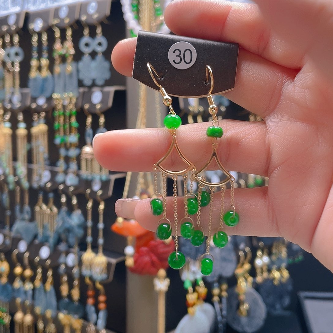 翡翠耳饰合金谢*娘翡翠饰品