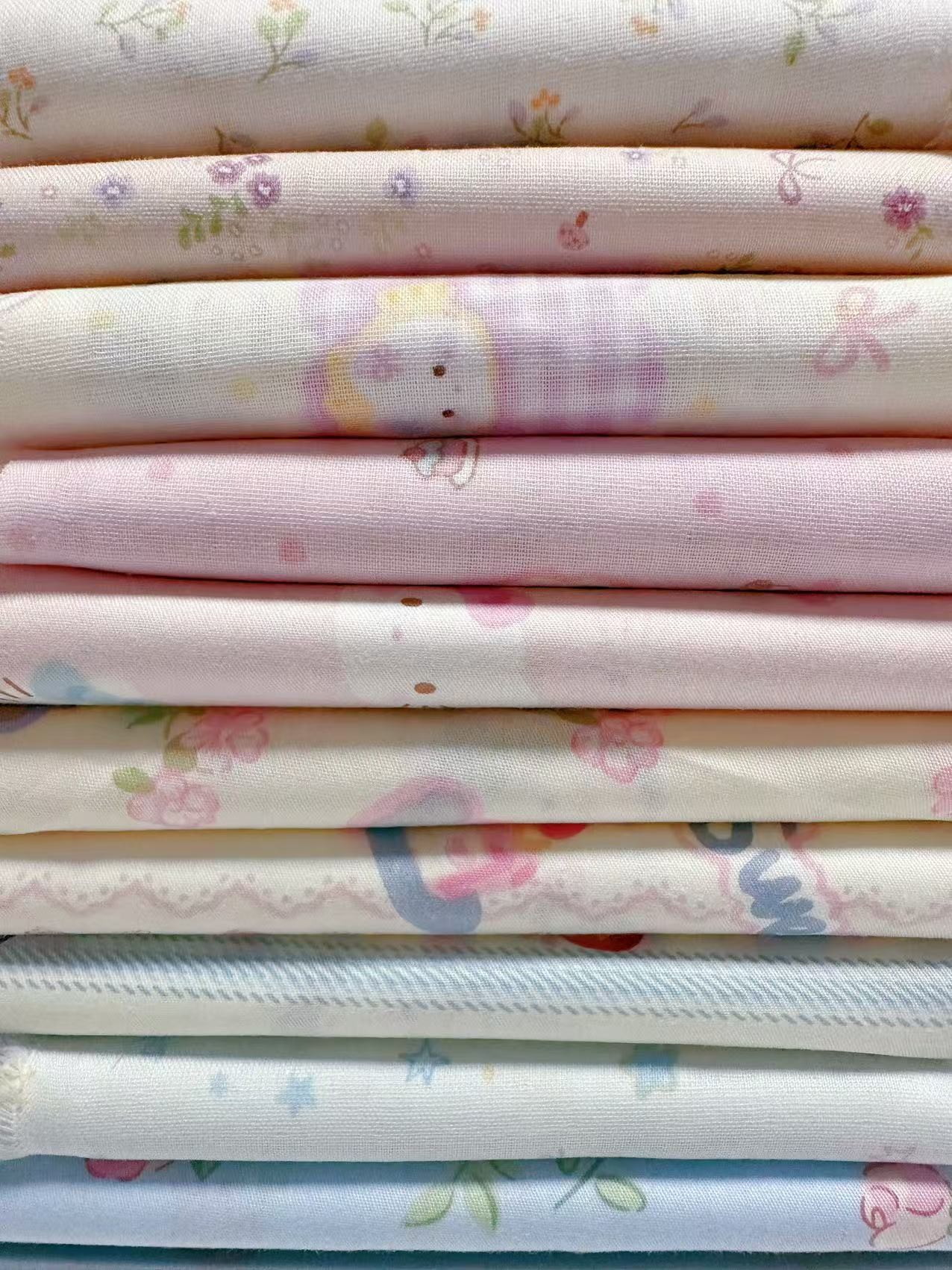 纯棉斜纹、双层纱、色织水洗棉、绗棉、粗布、化纤等刀口布，花边辅料