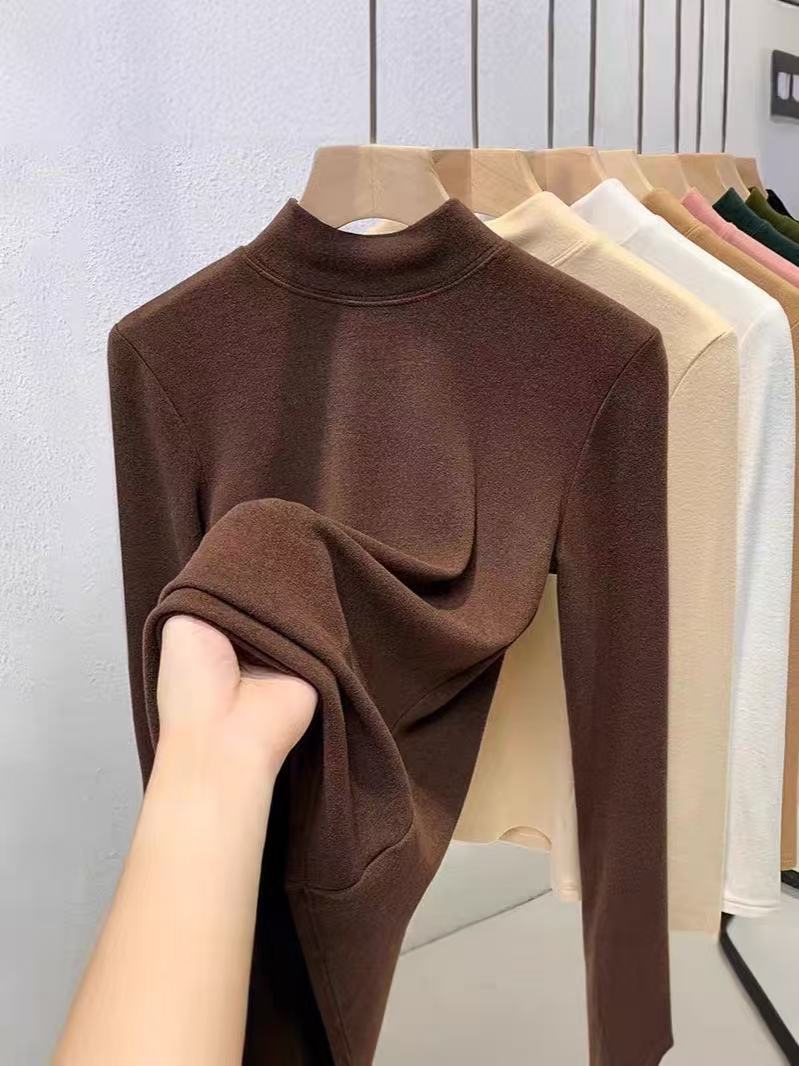 2025新款冬双面德绒加厚时尚百搭气质优雅长袖打底衫