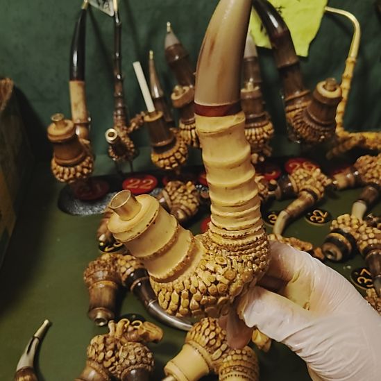 。***@贵州特色竹根烟斗工艺品手把件