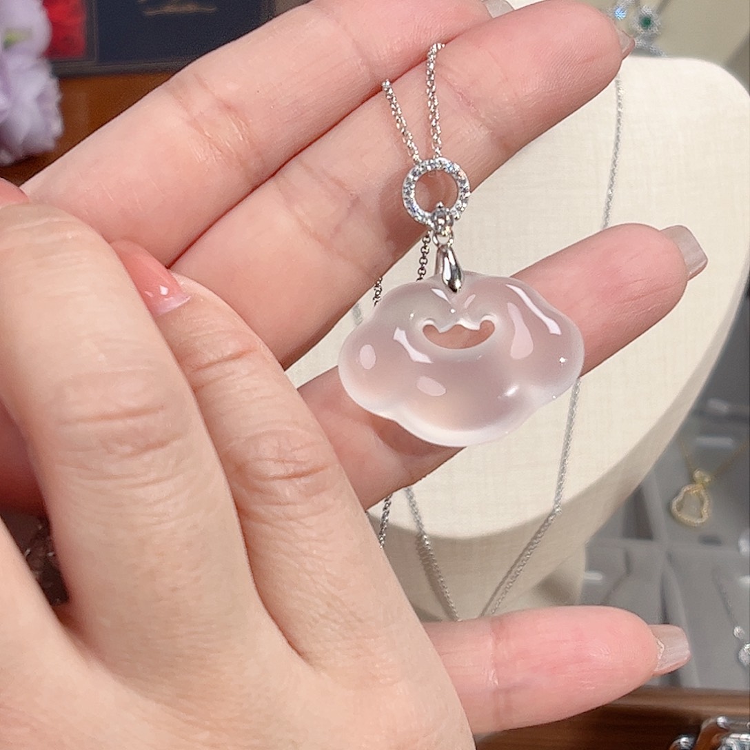 锆石坠链均925银祥云 假一罚四