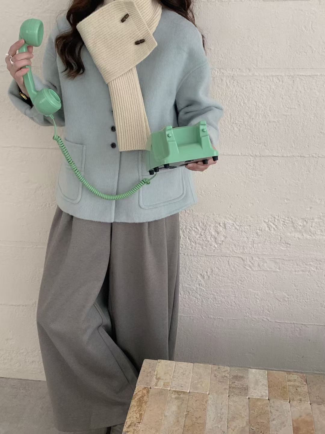 韩系百搭休闲宽松型秋冬直下摆短款时尚气质毛呢外套女ins