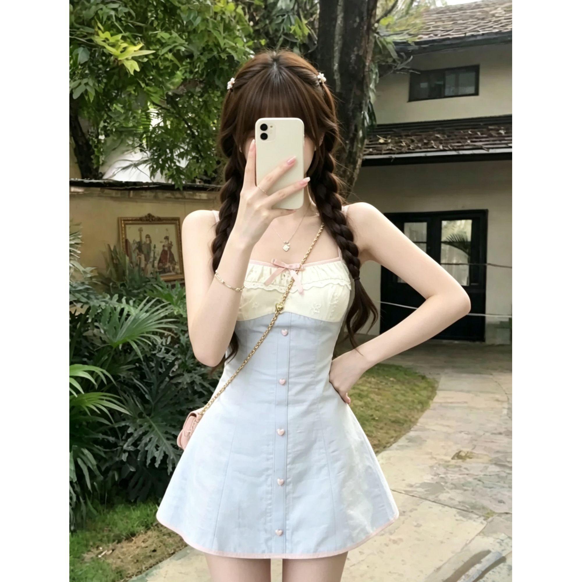 【初恋日记】夏季新款纯欲甜美风出游温柔约会短裙开衫设计感连衣裙