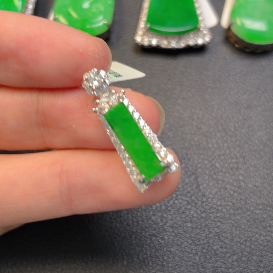 翡翠银S925镶嵌吊坠(不含链)