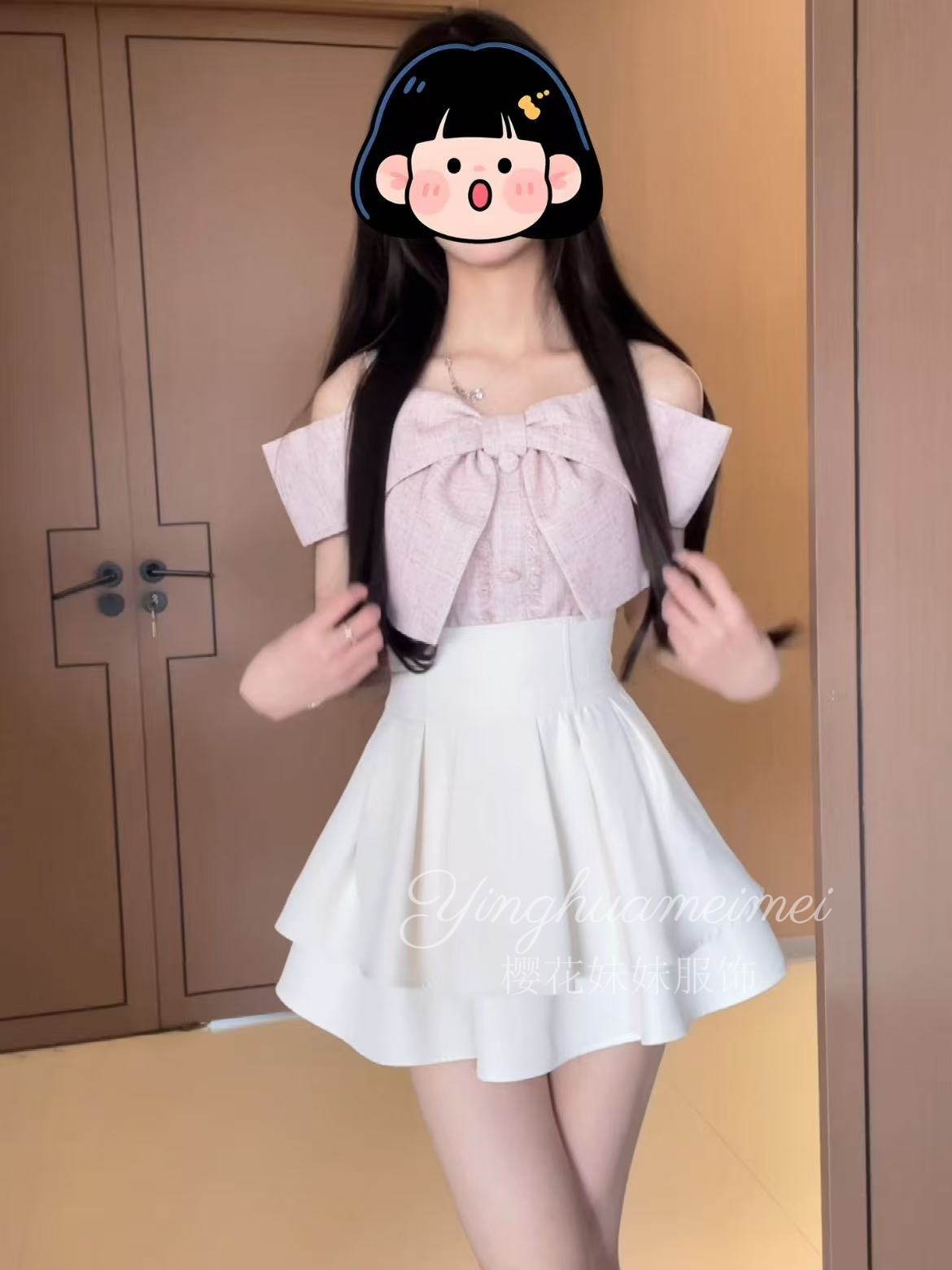 樱花妹妹 大甜妹！ 断货王！人气蝴蝶结清楚系上衣