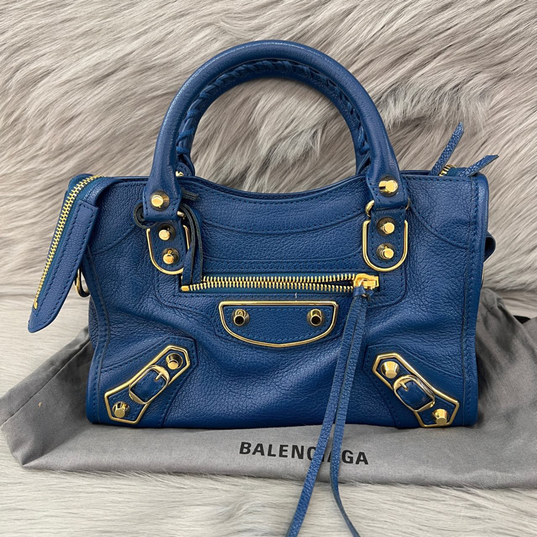 95新 Balenciaga/巴黎世家 巴黎世家 新款机车包mini藏蓝色