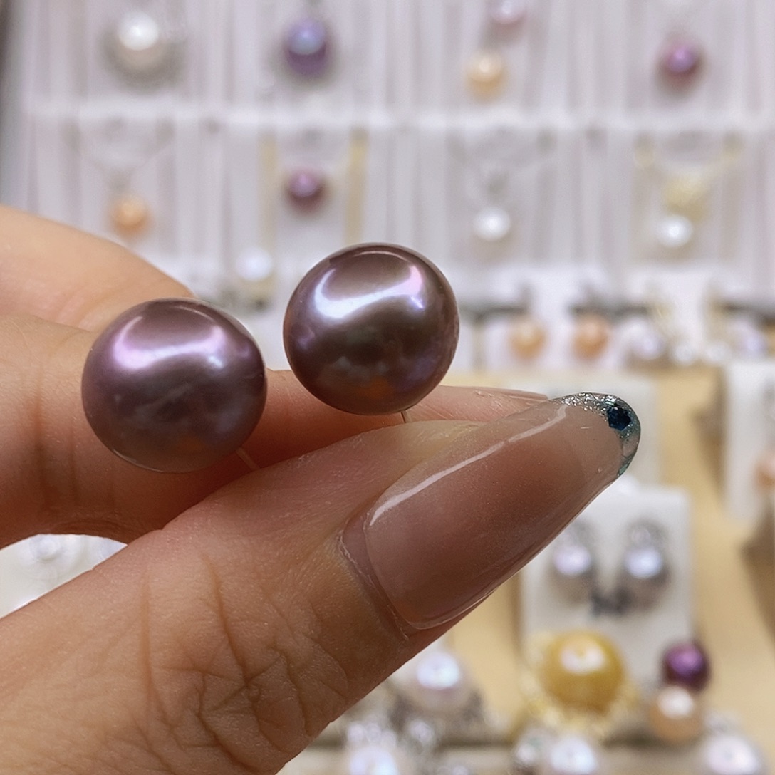 囍***鈺银S925镶嵌淡水珍珠耳饰