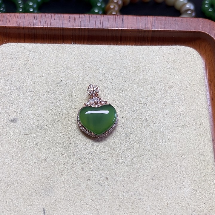 和田玉（碧玉）银S925镶嵌颈饰