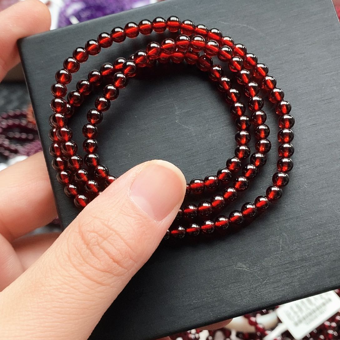 石榴石手链未镶嵌4.8mm精品血泊红