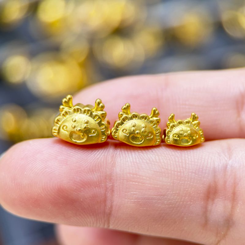 【金哆哆】足金999龙蒸饺龙饺中穿黄金儿童手绳配件真金蒸蒸日上