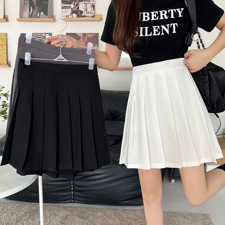 J百褶裙女春夏小个子短裙2025新款韩版显瘦A字裙高腰裙子半身裙