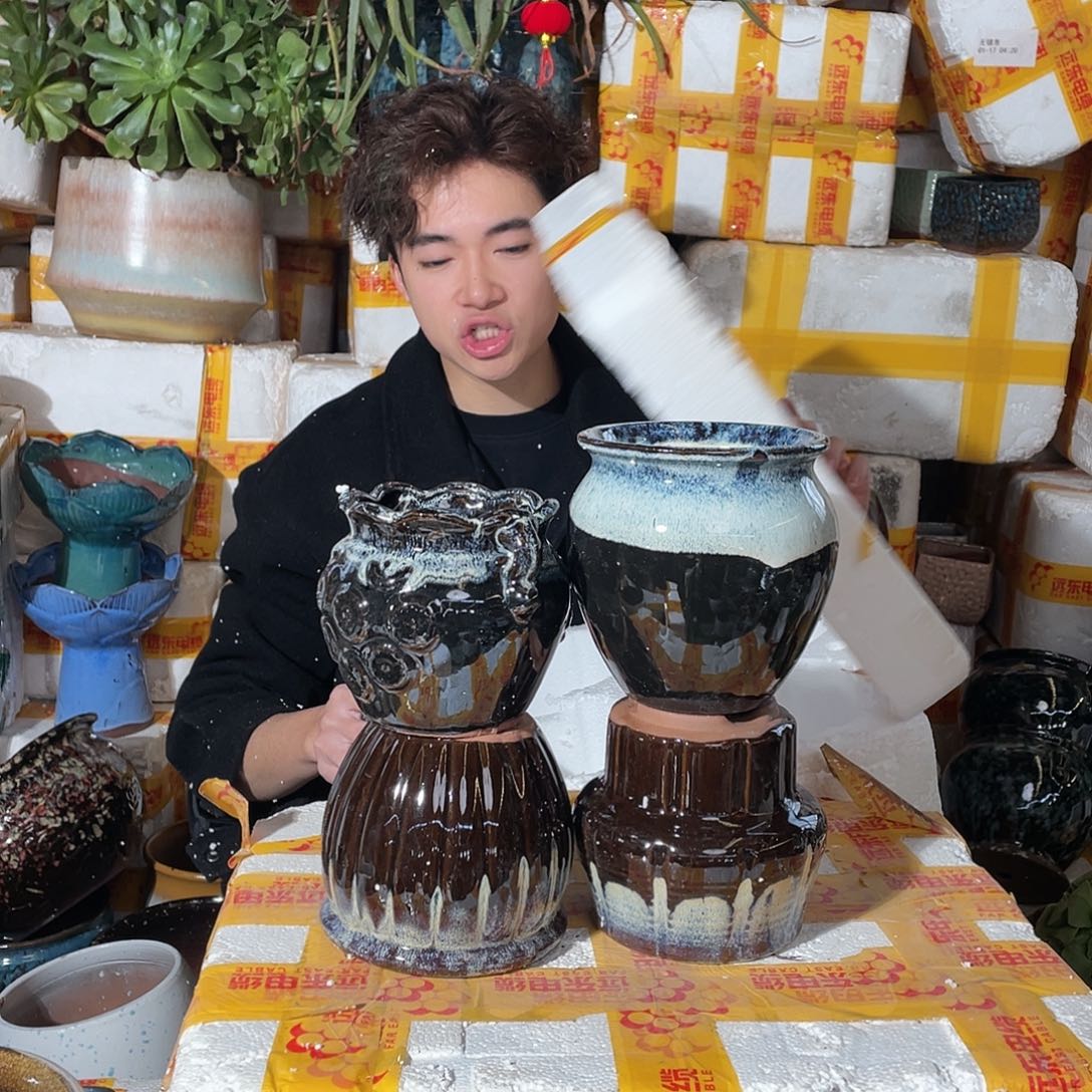 无铅玻璃宜兴紫砂花盆