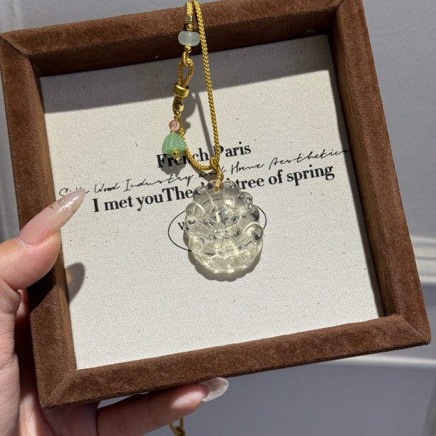 【莲花九尾狐】天然黄水晶九尾狐吊坠