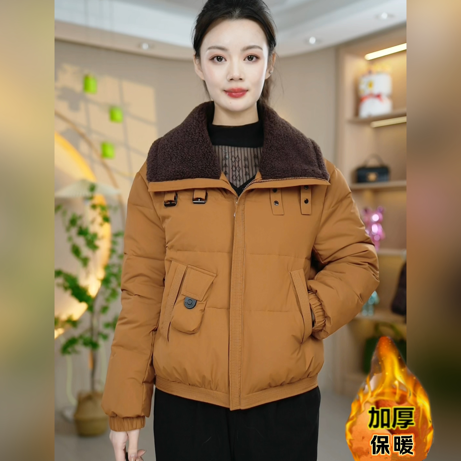 冬季新款加厚保暖宽松大码时尚休闲百搭气质韩版女装短外套