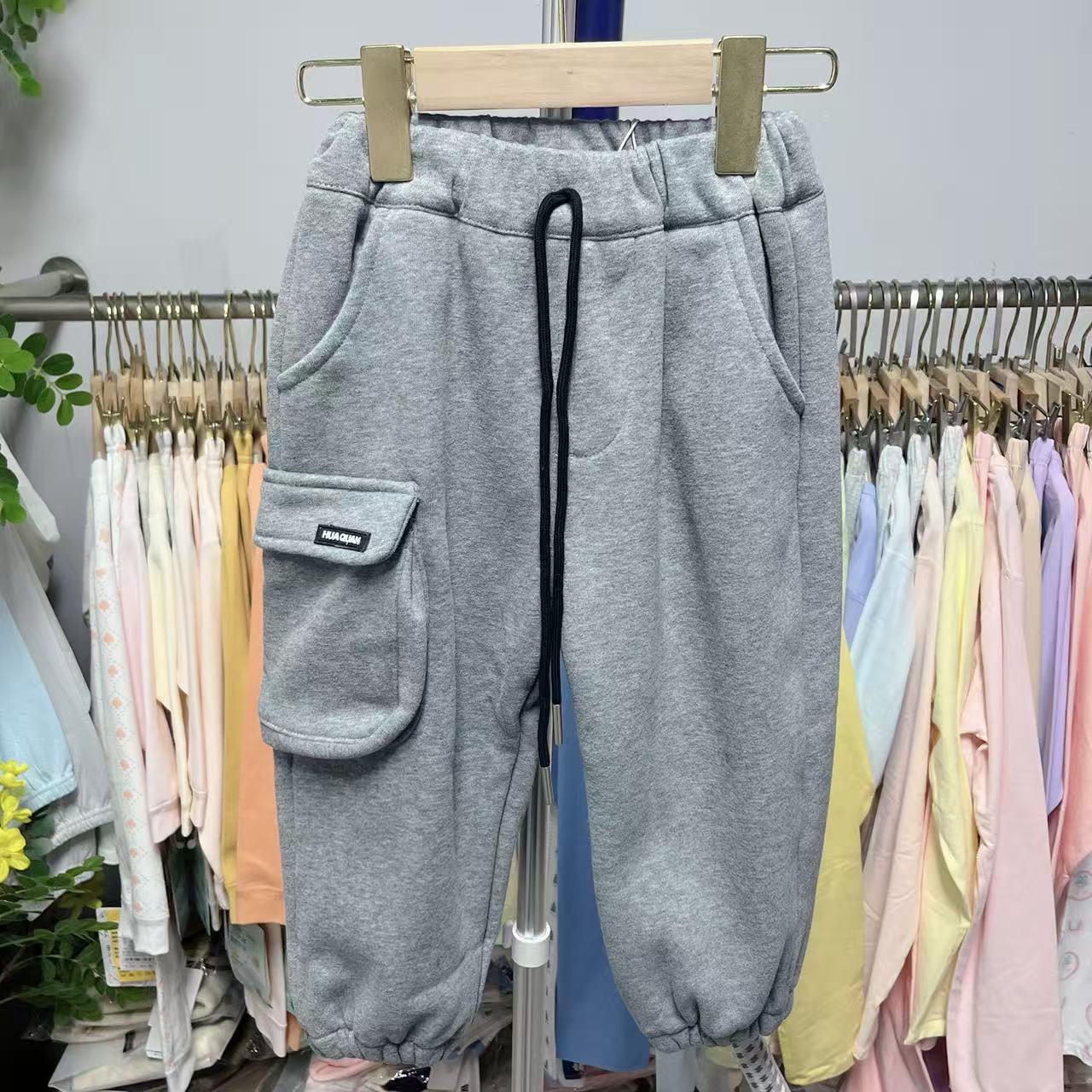 小熊妮男童秋冬加绒卫裤一体绒休闲裤 62237