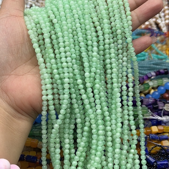 玛瑙/玉髓未镶嵌珠宝半成品2条4mm翡翠玉