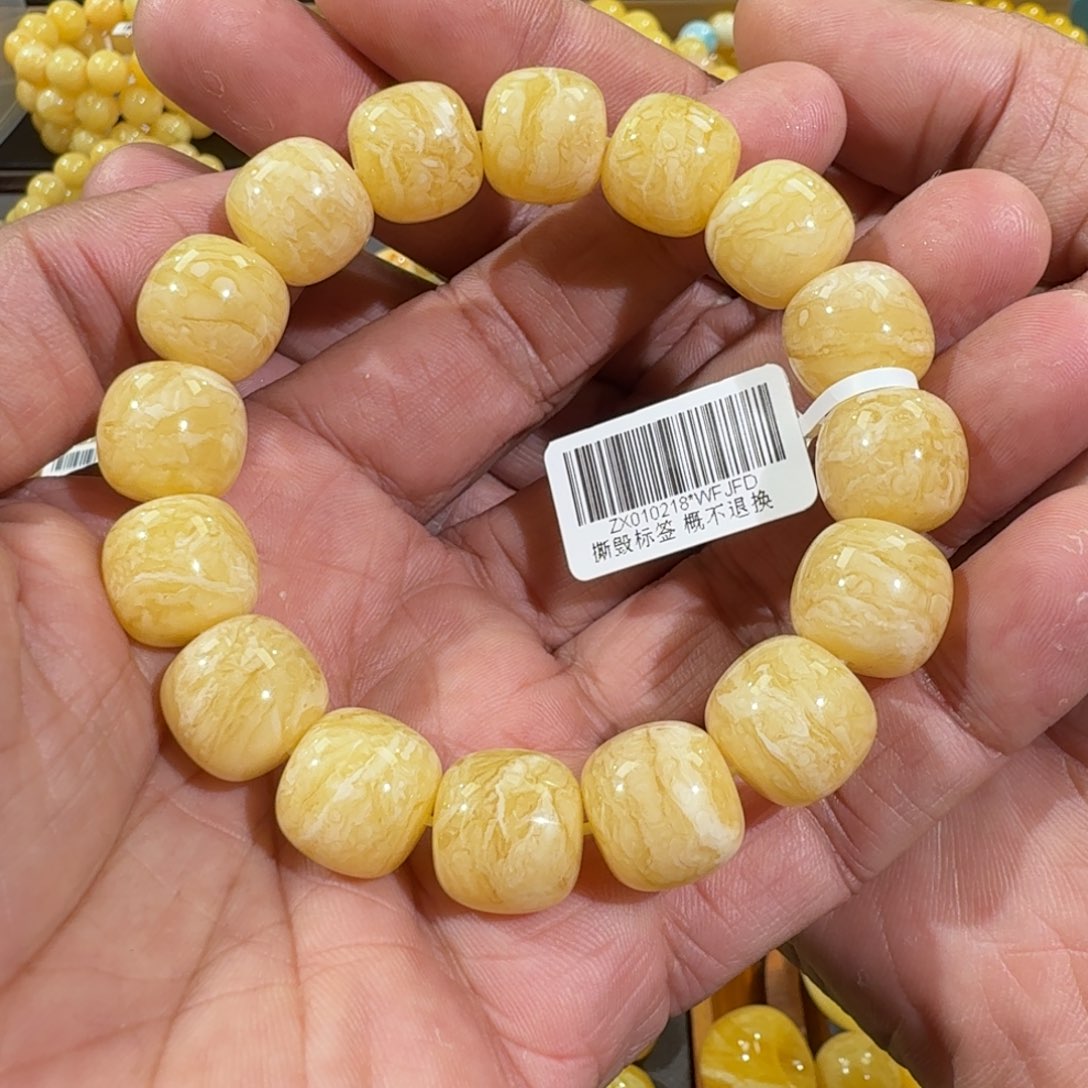 琥珀手链未镶嵌14m同料老型虎皮花蜡串27.2克