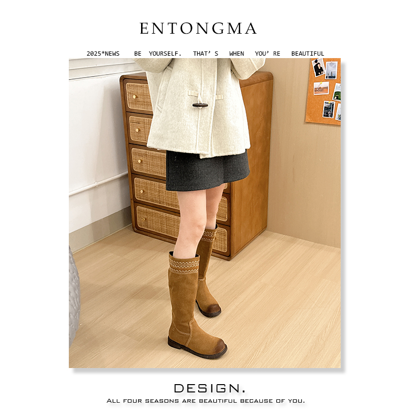 ENMA时装靴牛仔靴单靴骑士女靴高筒靴