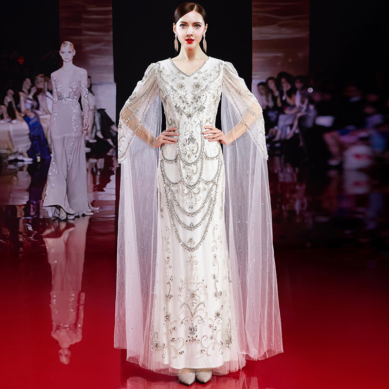 6013高级轻奢重工走秀演出主持人年会礼服高定端庄喜婆婆婚宴礼服