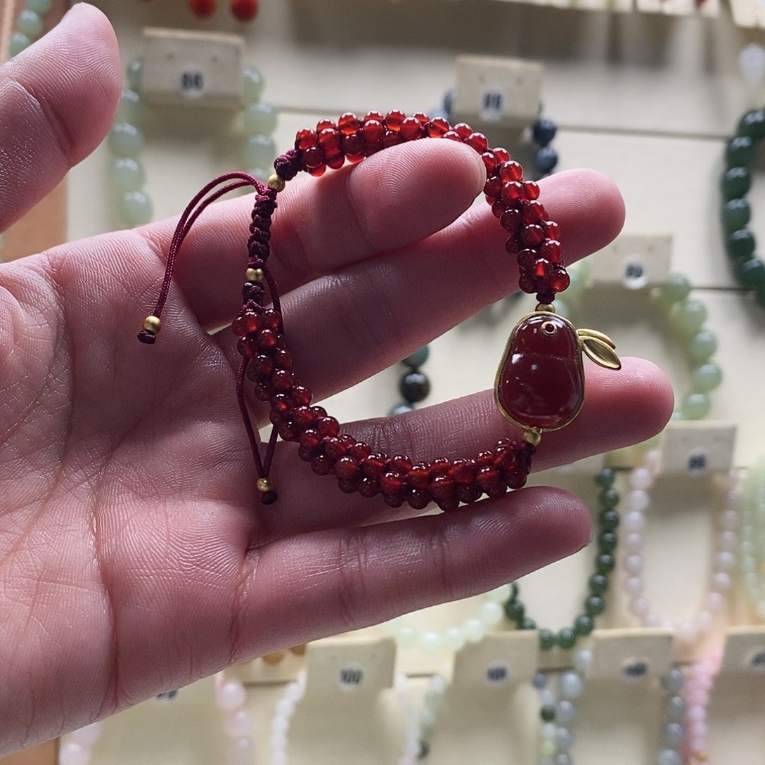 玛瑙/玉髓手链银S925镀金镶嵌