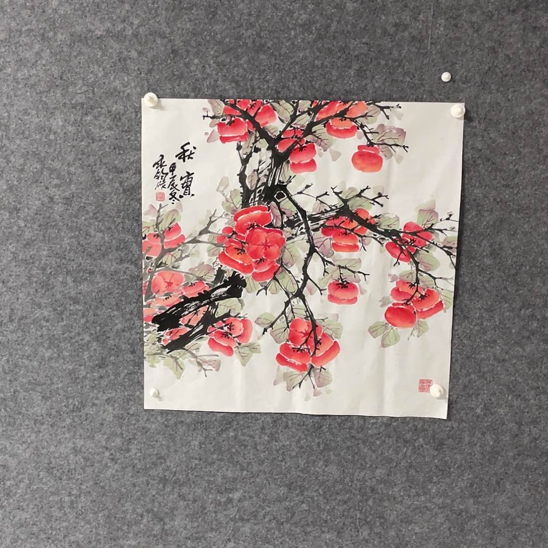 国画四尺斗方画芯 漏