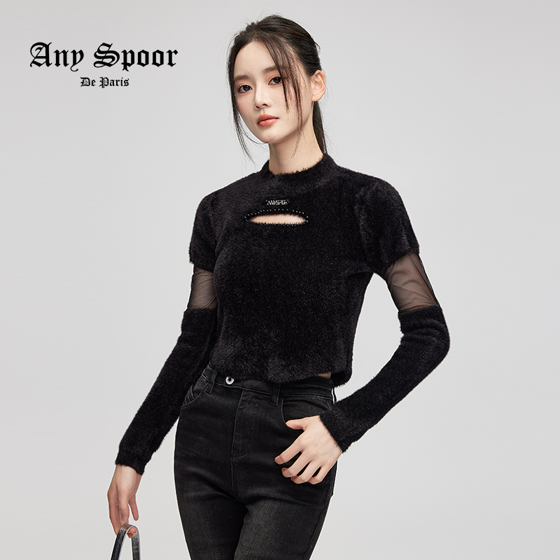 【ANY SPOOR】时尚气质轻奢设计师百搭长袖针织套头衫83D534