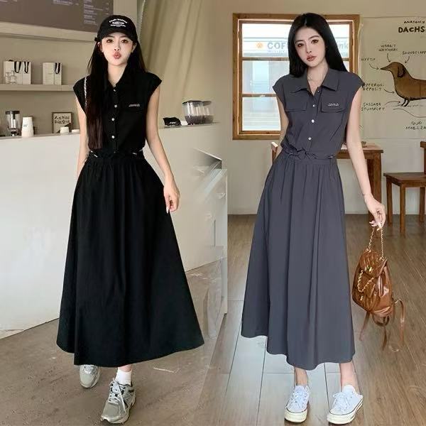 2025夏装新款大码女装时尚洋气高级无袖衬衫包臀半身裙两件套1533