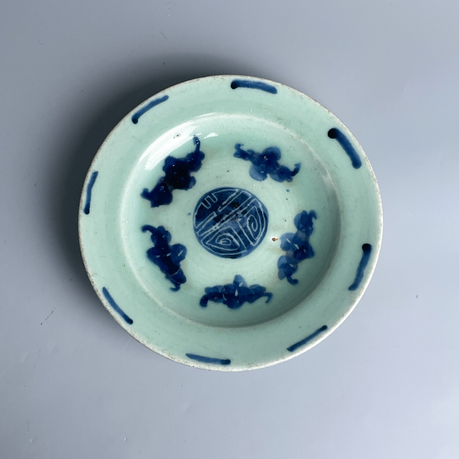 瓷器/古董清道光青釉五福捧寿纹盘-M25D6000388古董瓷器/绣花张