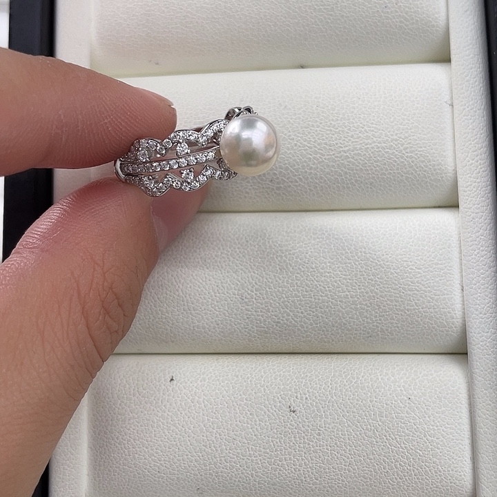 银S925镶嵌戒指海水珍珠