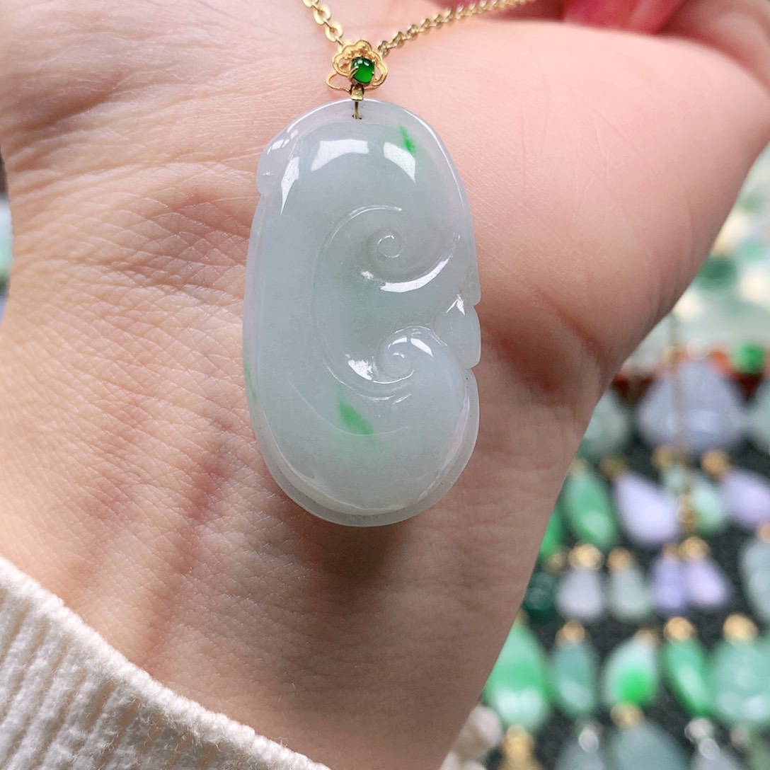 吊坠(不含链)18K金镶嵌翡翠