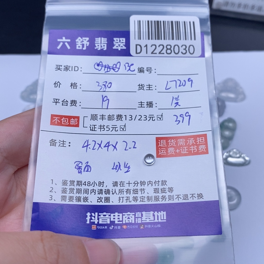 *****翡翠未镶嵌吊坠(不含链)D1228030