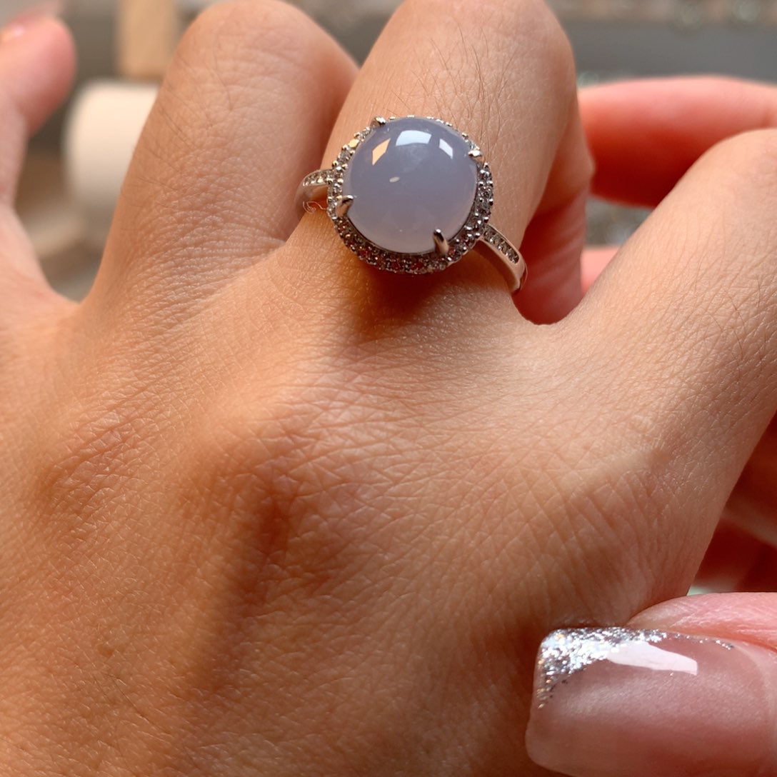 翡翠银S925镶嵌颈饰戒指666