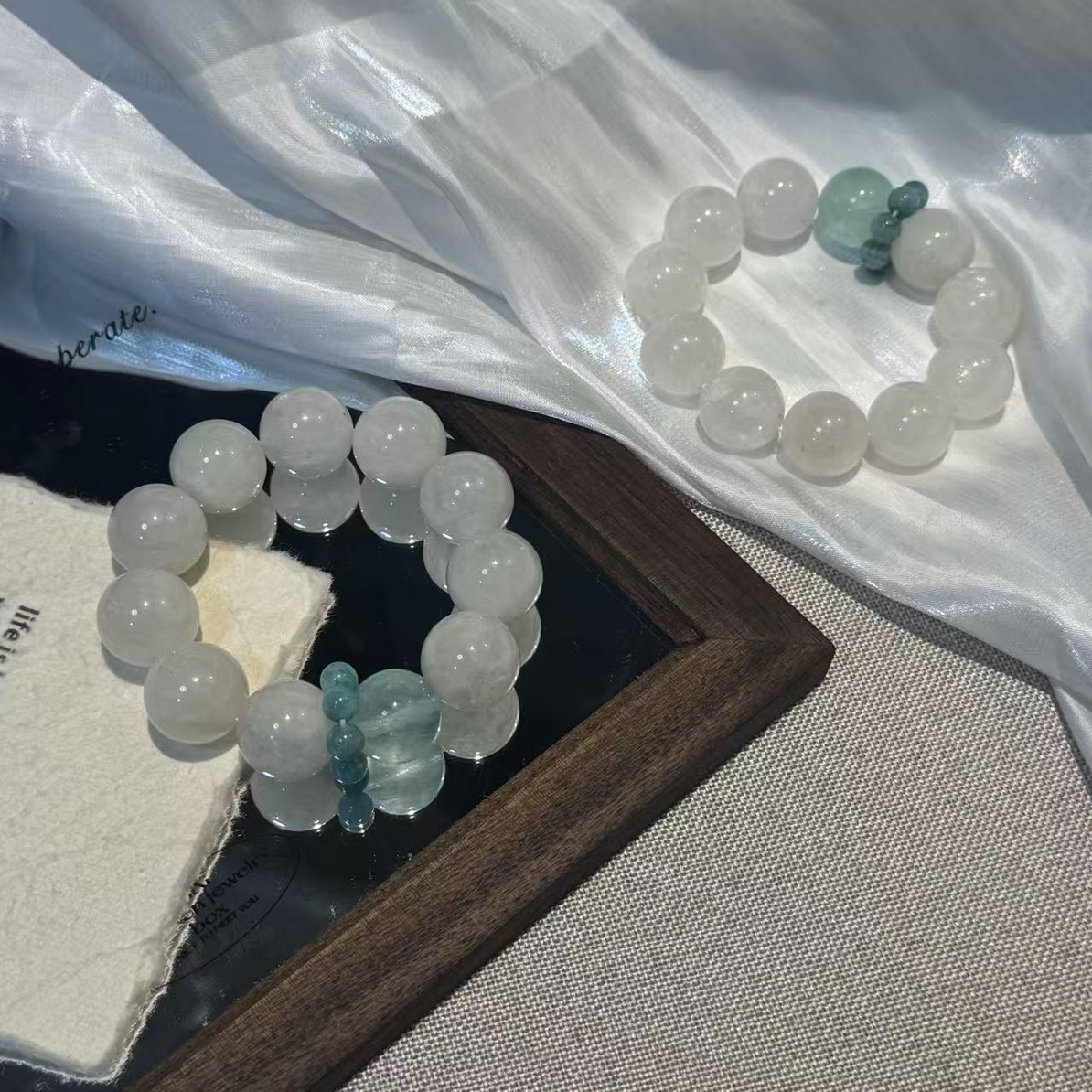 [瑞兔祥云]17mm左右白兔毛 天然水晶手串 多样性发1