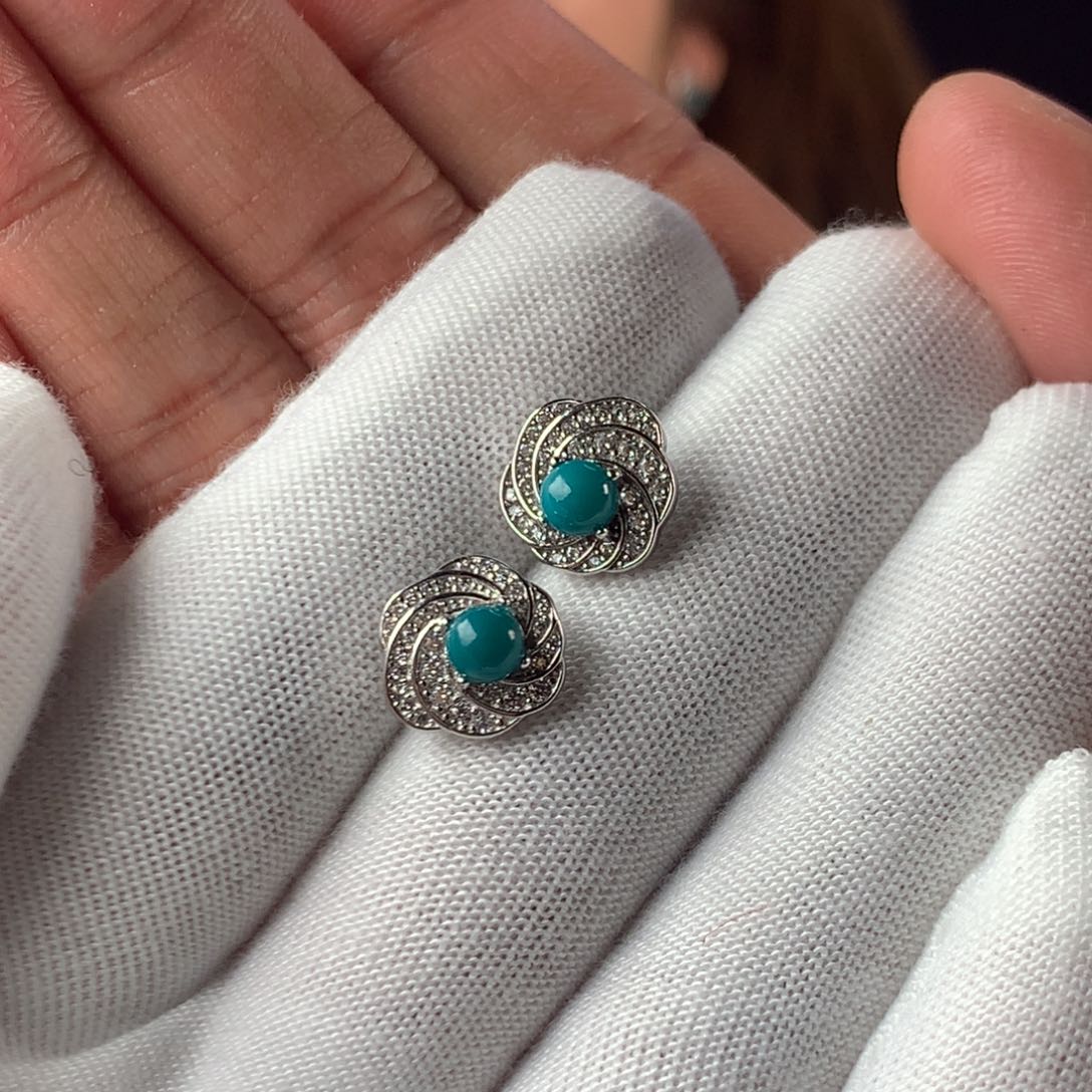 绿松石珠宝奇石银S925镶嵌