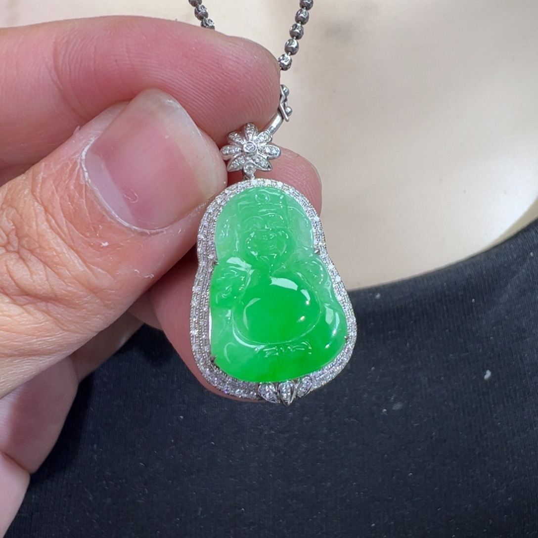 翡翠18K金镶嵌吊坠(不含链)