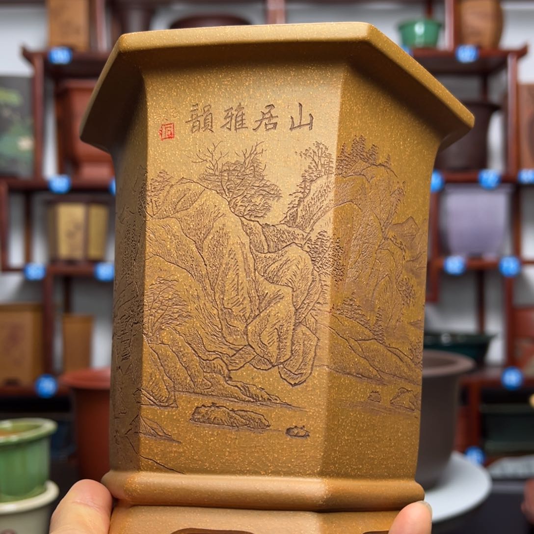 紫砂花盆涛****7六方花盆