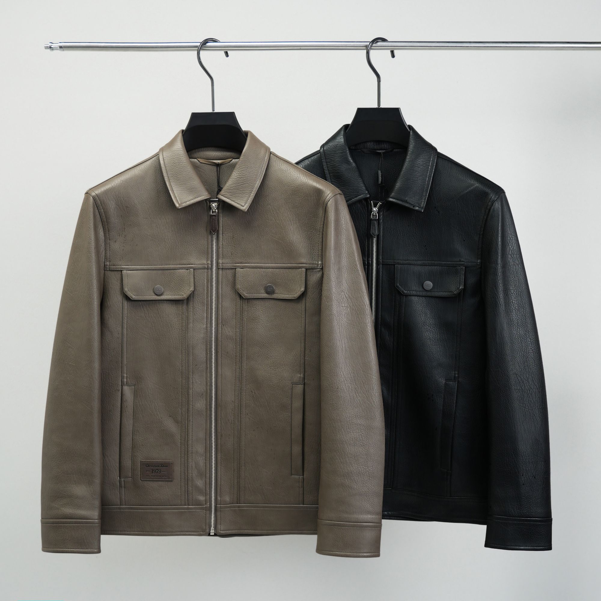 【文文的店】2025新款轻奢男款时尚商务翻领短款皮衣夹克外套9161