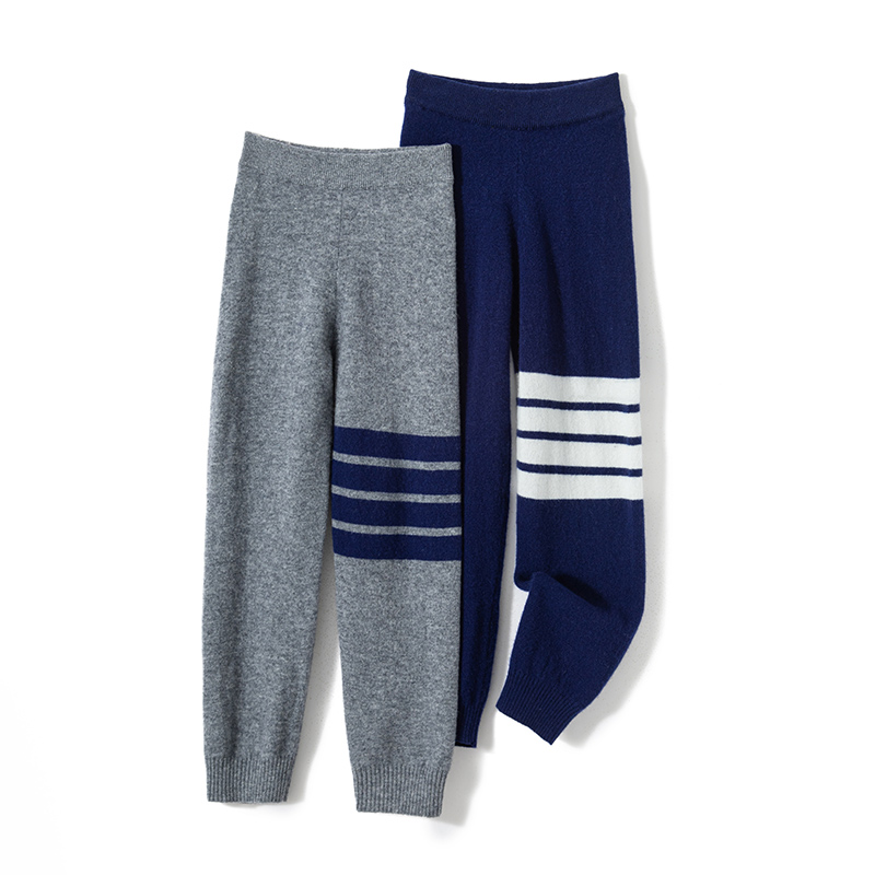 (T03)100%羊毛四道杠打底裤韩版休闲儿童休闲裤针织松紧带春秋