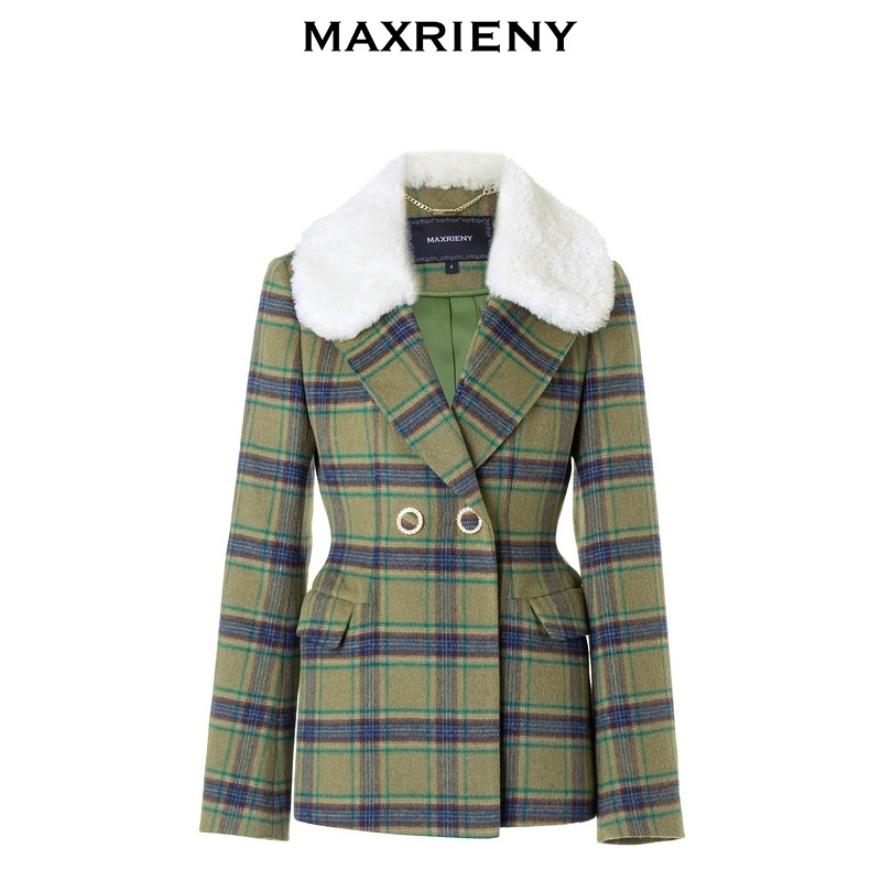 MAXRIENY宫廷复古风收腰格纹外套冬季新款显瘦气质MC88JA836Z50