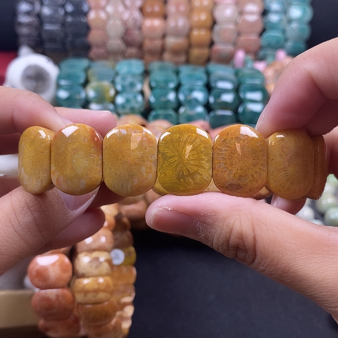 硅化珊瑚（珊瑚玉）未镶嵌手牌17