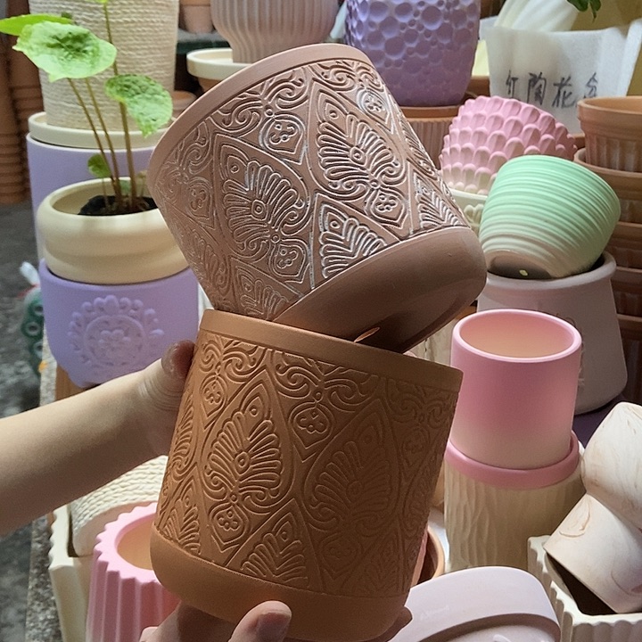 14×14几何直筒复古+红陶2个